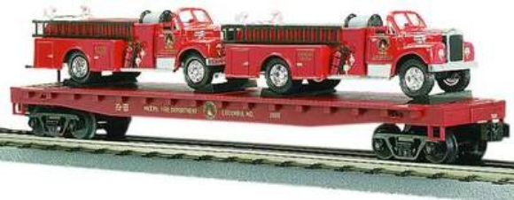 Picture of MTH Transport Flatcar w/2 Fire Trucks