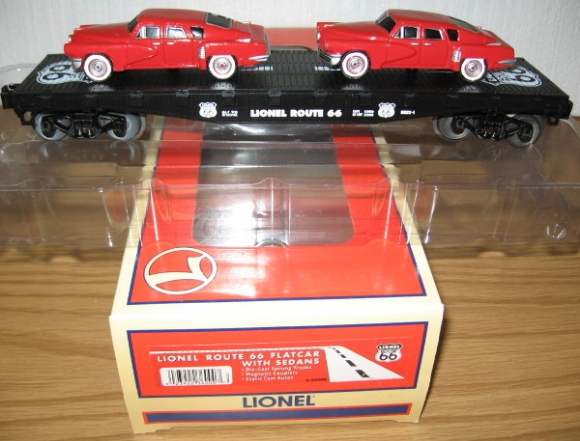 Picture of Route 66 Flatcar w/2 Red Sedans