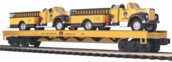 Picture of MTH Flatcar w/(2) Yellow Fire Trucks