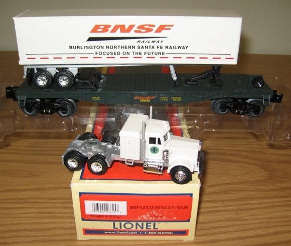 Picture of BNSF Flatcar w/Tractor & Trailer
