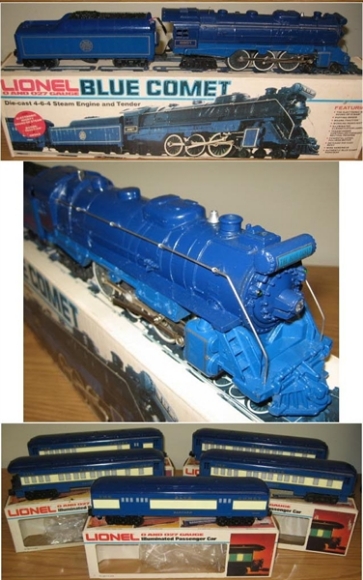 Picture of Blue Comet Locomotive, Tender, & 5 Passenger Cars (used)