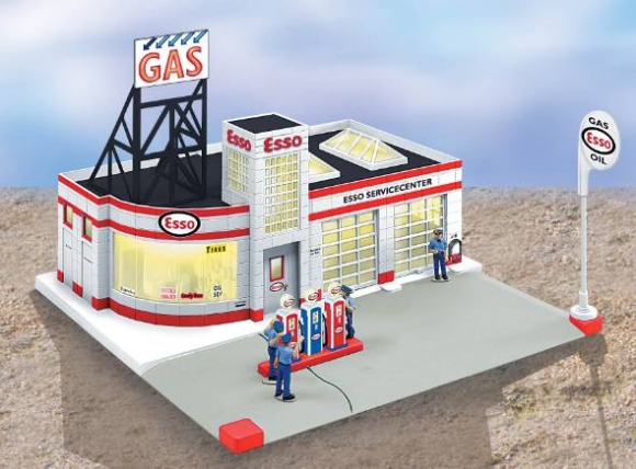 Picture of Esso Gas Station Building w/Lighted Sign