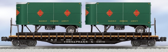 Picture of C&O Flatcar w/ REA Piggback Trailers 