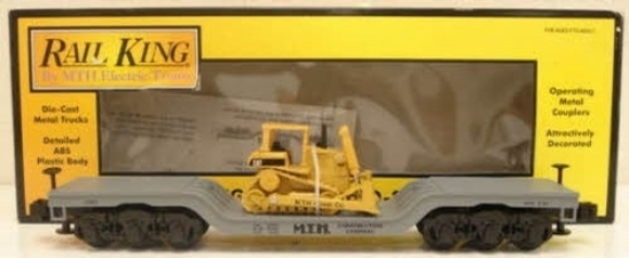 Picture of MTH Depressed 16-Wheel Flatcar w/Caterpillar Bulldozer