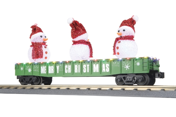 Picture of Gondola Car w/LED Christmas Lights & Lighted Snowmen - (Green)