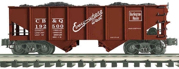 Picture of K-Line C.B. & Q. Ribbed Die-Cast 2-Bay Hopper Car