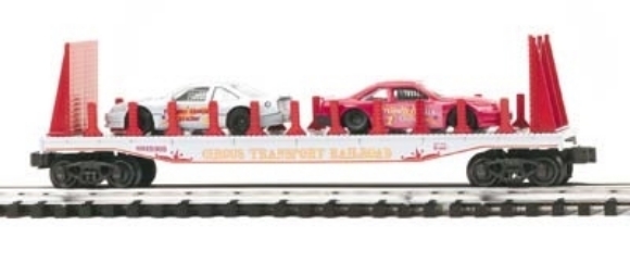 Picture of K-Line Circus Transport Bulkhead Flatcar w/2 Race Cars