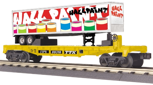 Picture of MTH RailKing TTX Flatcar w/Wall Paint 40' Trailer