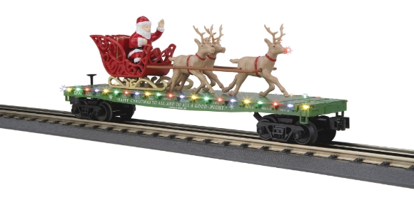 Picture of Christmas (Green) Flatcar w/Santa Sleigh & LED Lights 