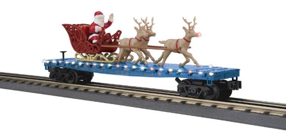 Picture of Christmas (Blue) Flatcar w/Santa Sleigh & LED Lights  