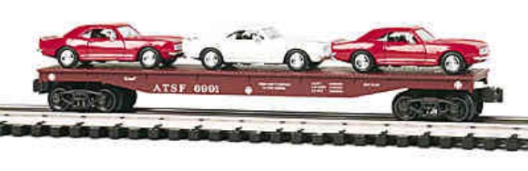 Picture of Santa Fe Flatcar w/(3) Die-cast '67 Chevy Cameros