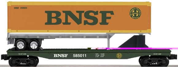 Picture of BNSF Flatcar with Container on Trailer Chassis