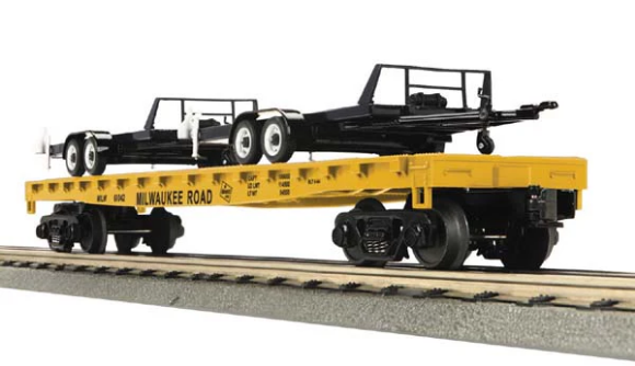 Picture of Milwaukee Road Flatcar w/ 2 Car Trailers