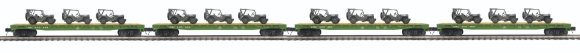 Picture of MTH Premier U.S. Army 4-Car Flatcar Set w/Military Transport Vehicles