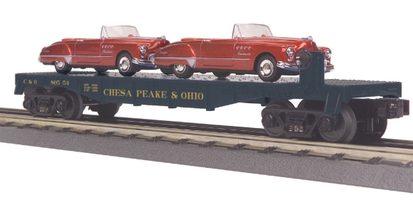 Picture of RailKing C&O Flat Car w/ 1949 Buick Roadmasters