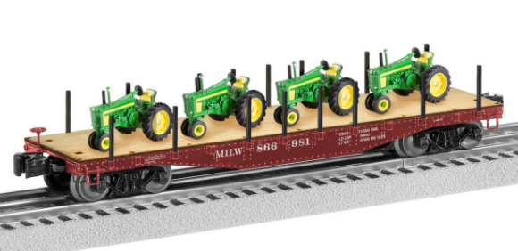 Picture of Lionel Milwaukee Road 40' Flat Car w/ John Deere Tractors