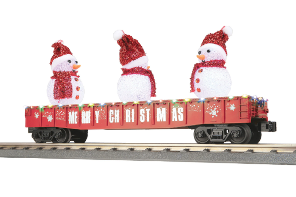 Picture of MTH RailKing Christmas Gondola w/ Lighted Snowmen (Red)