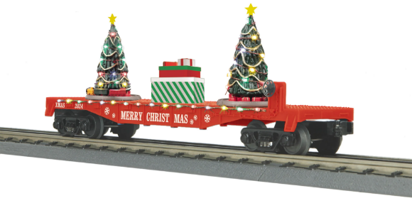 Picture of MTH RailKing Christmas Flat Car w/ Lighted Trees (Red)