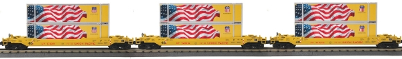 Picture of MTH Railking Union Pacific 3-Car Husky Stack Set (Flag Containers)