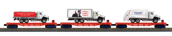 Picture of MTH RailKing Donald Trump Flat Cars w/ Trucks 3-pack