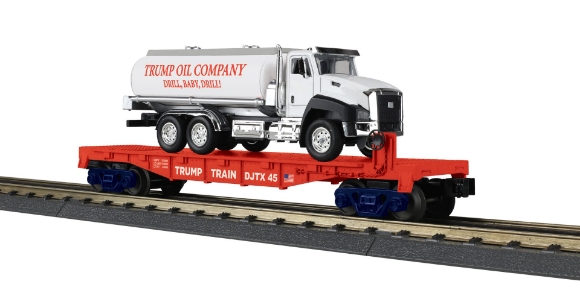Picture of MTH RailKing Donald Trump Flat Car w/ Fuel Truck