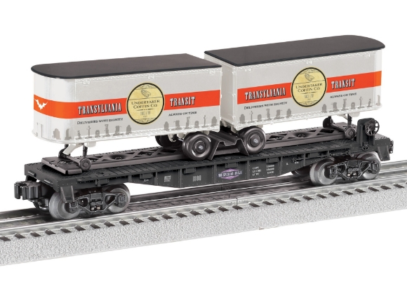 Picture of Lionel 'Whispering Rails' Halloween Flatcar w/ Piggyback Trailers