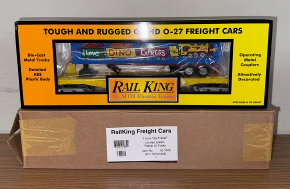 Picture of MTH RailKing 'I Love Toy Trains' Flatcar w/ Trailer