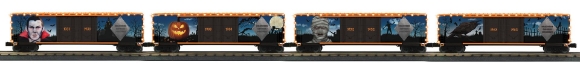 Picture of MTH RailKing Halloween 50' Double-Door Boxcars w/ LED Lights (4-pk)