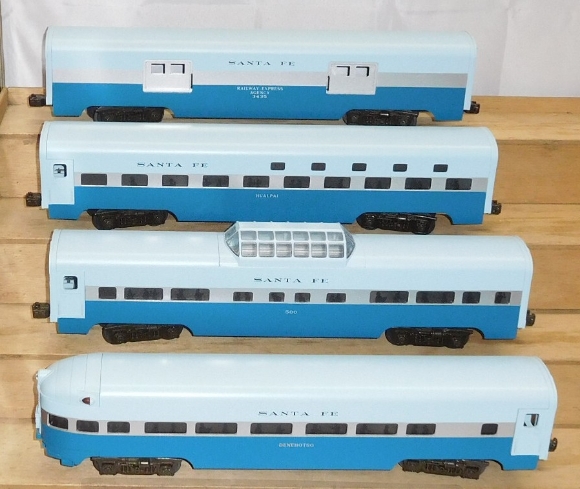 Picture of MTH Premier Santa Fe 'Blue Goose' 15" Aluminum 4-Car Set