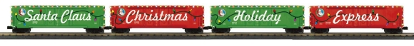 Picture of MTH RailKing Christmas 4-Car 50' Boxcar Set w/ LEDs 