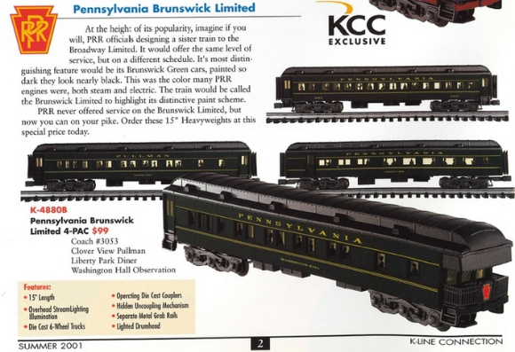 Picture of K-Line Pennsylvania Brunswick 15" Heavyweight 4-Car Set