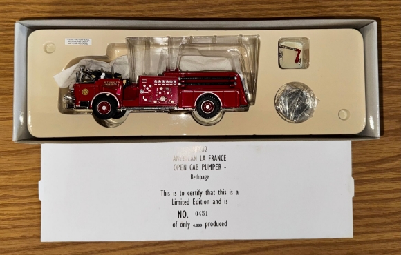 Picture of CORGI American LaFrance Open-Cab Pumper Firetruck (Bethpage, NY)