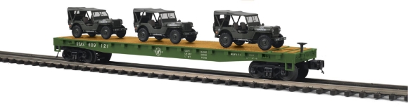 Picture of MTH Premier U.S. Army Flatcars w/ (3) Willy's Transport Vehicles