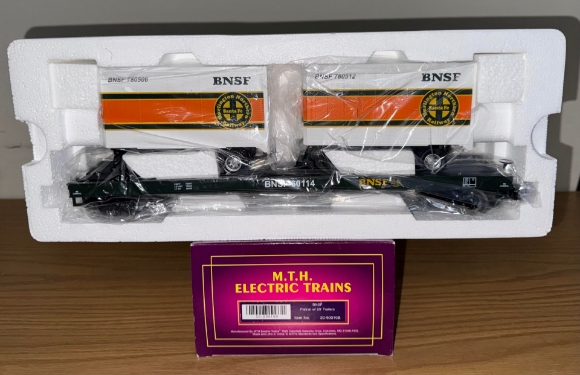 Picture of MTH Premier BNSF Flatcar w/ 20' Trailers