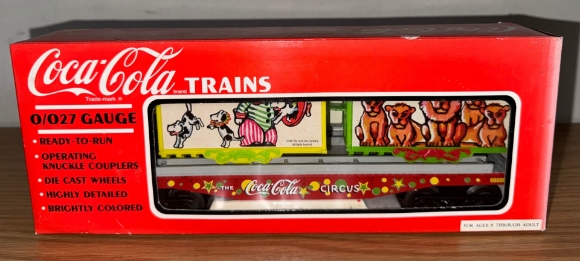 Picture of K-Line Coca-Cola Circus Flat Car w/ (2) Wagons