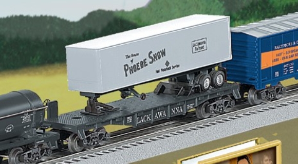 Picture of Lionel Lackawanna Flatcar w/ Phobe Snow Trailer