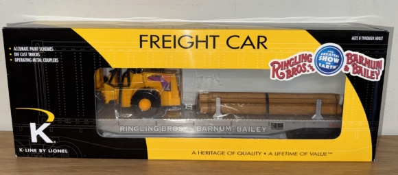 Picture of K-Line by Lionel Ringling Bros. Flatcar w/ Front End Loader & Tent Poles