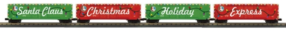 Picture of MTH RailKing Christmas 50' Double Door Boxcar 4-pack w/ LED Lights