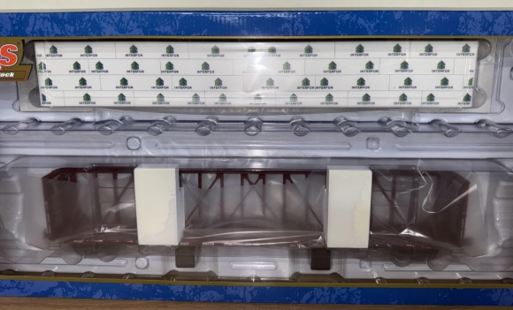 Picture of ATLAS Arkansas-Oklahoma (AOK) 73' Center-Divider "Centerbeam" Flat Car (Interfor Wood Load)